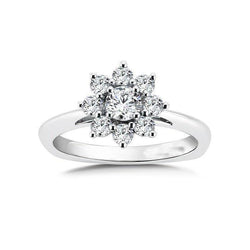 2,60 Karat Echt Diamant-Jubiläums-Halo-Ring im Blumenstil 14 Karat Weißgold