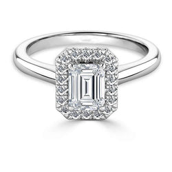 2,65 Karat Echt Aus der Erde Abgebauter Natürlicher Diamantring mit Smaragd und Rundschliff Halo
