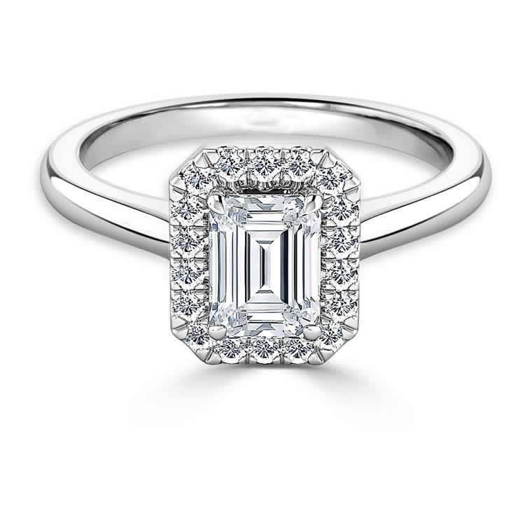 2,65 Karat Echt Diamantring mit Smaragd und Rundschliff Halo