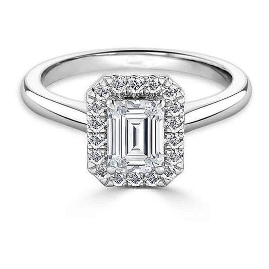 2,65 Karat Echt Diamantring mit Smaragd und Rundschliff Halo