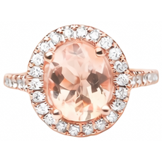 27.50 ct Solitär mit Akzent Morganit mit Aus der Erde Abgebauter Natürlicher Diamanten Ring Gold 14K