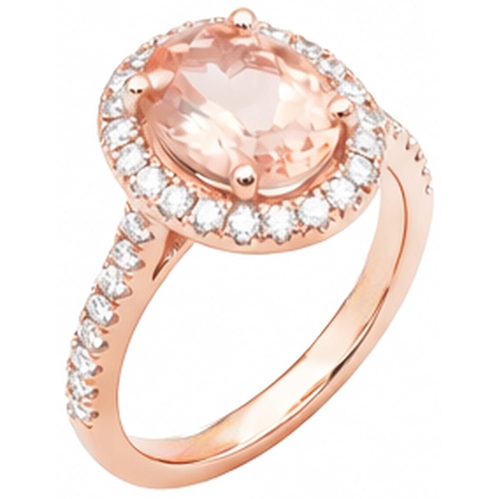 27.50 ct Solitär mit Akzent Morganit mit Aus der Erde Abgebauter Natürlicher Diamanten Ring Gold 14K