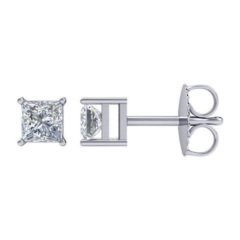 2,7 ct Princess Cut Echt Diamant Ohrstecker 14K Weißgold