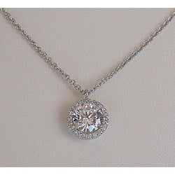 2,72 Karat funkelnde Natürliche Aus der Erde Abgebauter Natürlicher Diamanten im Rundschliff Anhänger Halskette Weißgold 14K