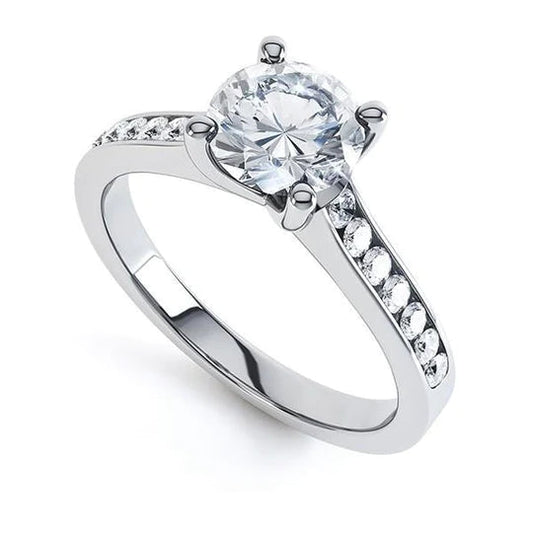 2,75 ct Solitär mit Akzent Echt Diamanten Verlobungsring Weißgold 14K