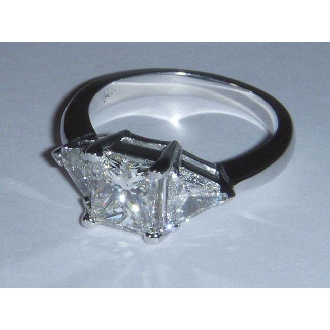 2,75 ct. Echt Diamant Verlobungsring mit 3 Steinen im Prinzessinnen- und Trilliantschliff