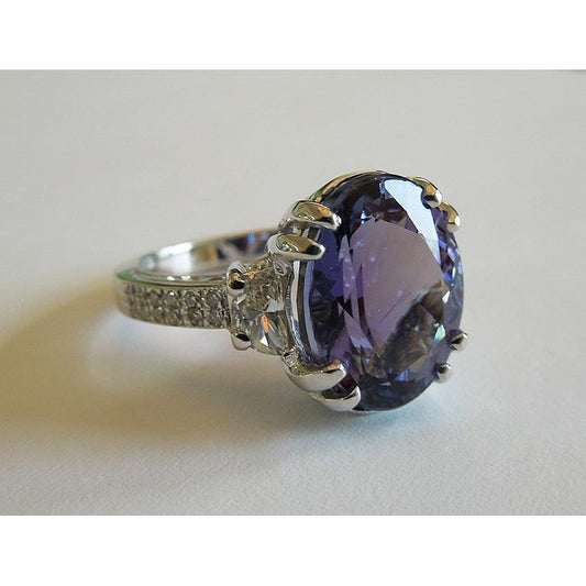 Echter Blauer Tansanit Farbstein-Ring – Frontansicht
