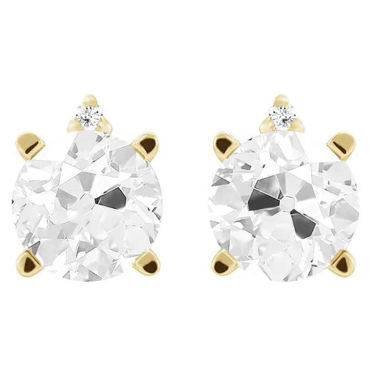 Ohrringe 14 Karat Gelbgold mit Diamant – Frontansicht