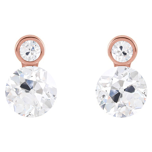 Brillant Old Mine Cut Ohrringe in 14K Roségold – Hauptansicht