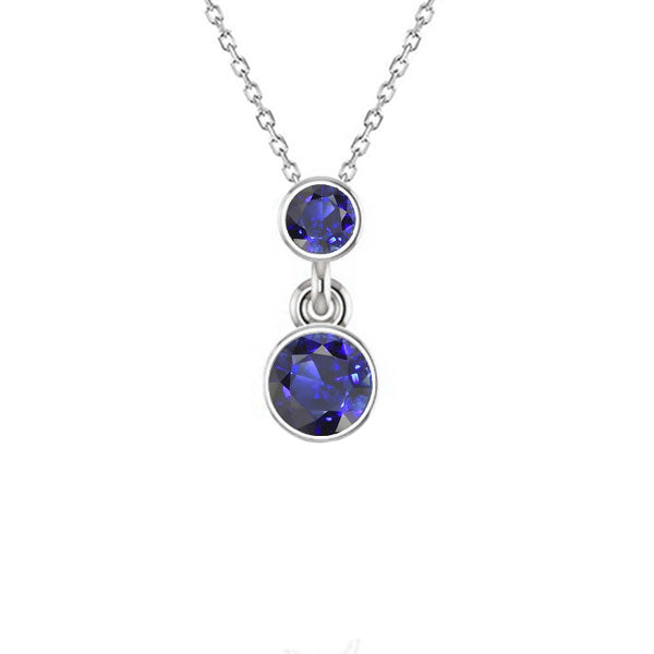 Royalblauer Saphir Brillantschliff Edelstein-Anhänger in 14K Weißgold – Hauptansicht