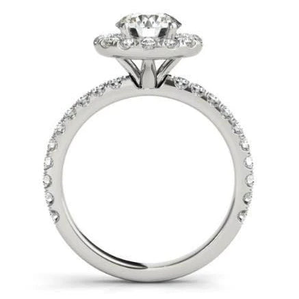 2.00 Karat runder Echt Diamanten Halo Ring aus massivem Gold 14K