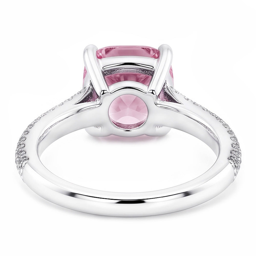 2.01 ct Rosa Saphir Kissen Runde Aus der Erde Abgebauter Natürlicher Diamanten Ring Weißgold Edelstein