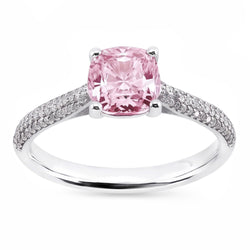 2.01 ct Rosa Saphir Kissen Runde Aus der Erde Abgebauter Natürlicher Diamanten Ring Weißgold Edelstein