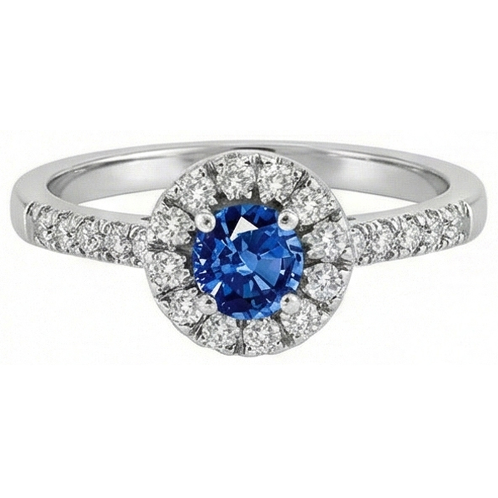 echter round saphir 2.10Karat ring Seitenansicht