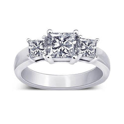 2.11 Karat Prinzessin Echt Diamant Hochzeit Verlobungsring 3 Stein Schmuck