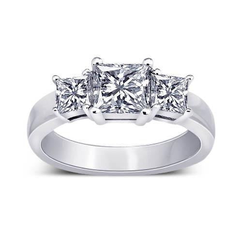 2.11 Karat Prinzessin Echt Diamant Hochzeit Verlobungsring 3 Stein Schmuck