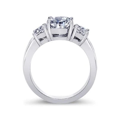 2.11 ct. Runder Echt Diamant-Verlobungsring im Stil mit drei Steinen und Prinzessin