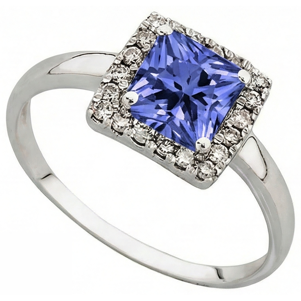 2,15 Karat Krappenset Tansanit & Aus der Erde Abgebauter Natürlicher Diamant Ehering Weißgold 14K