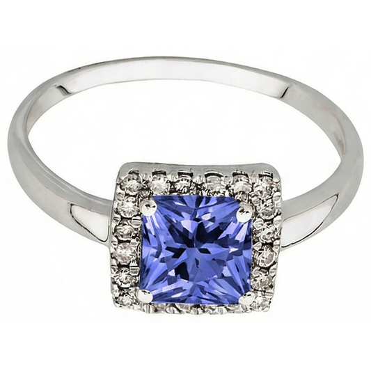2,15 Karat Krappenset Tansanit & Aus der Erde Abgebauter Natürlicher Diamant Ehering Weißgold 14K