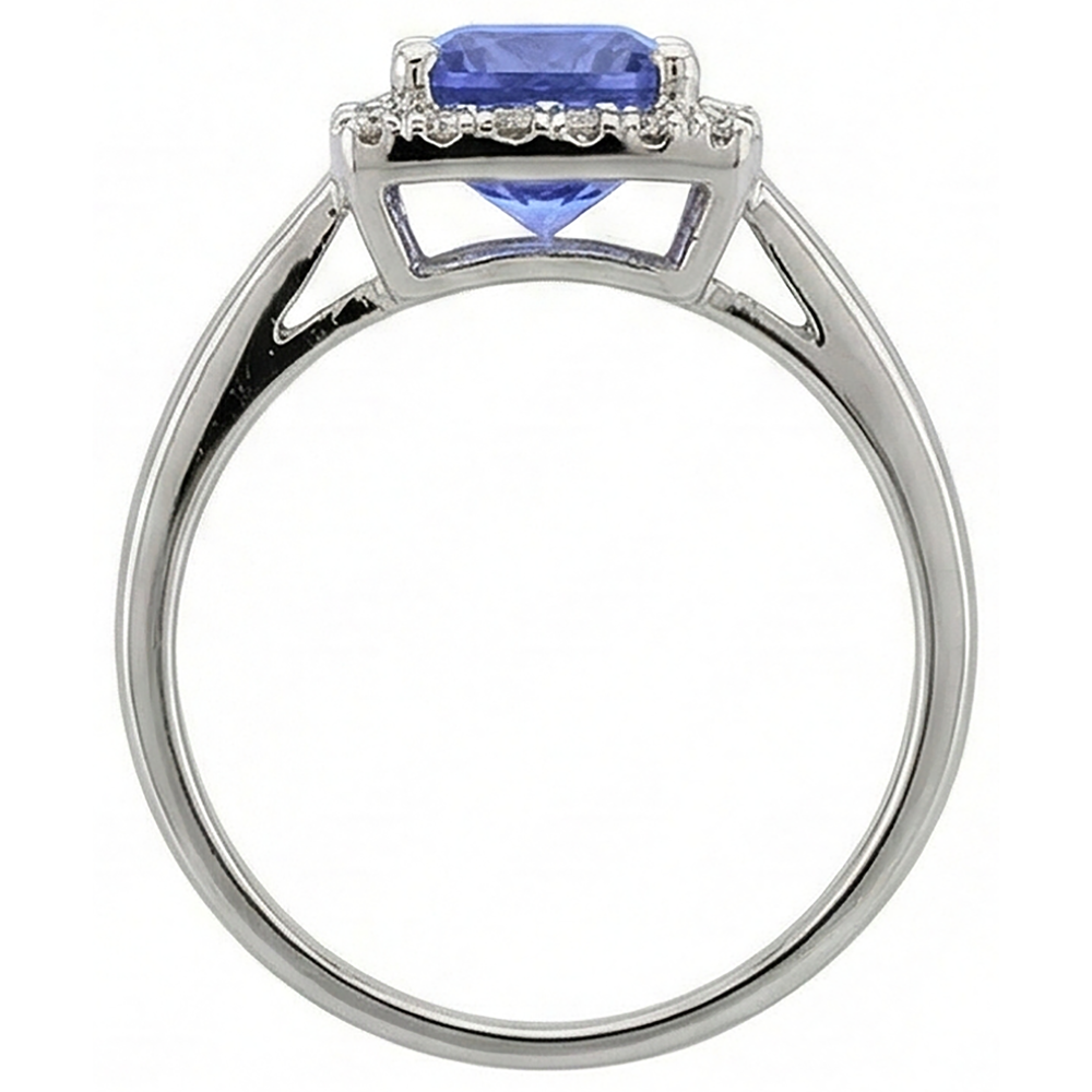 2,15 Karat Krappenset Tansanit & Aus der Erde Abgebauter Natürlicher Diamant Ehering Weißgold 14K
