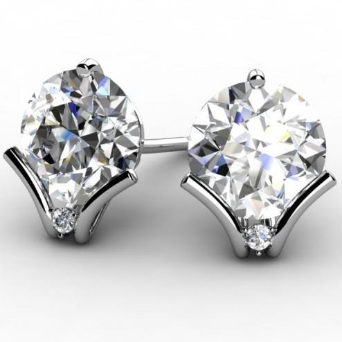 2.20 Carats Runden Brilliant Echt Diamant Stud Earring White Gold