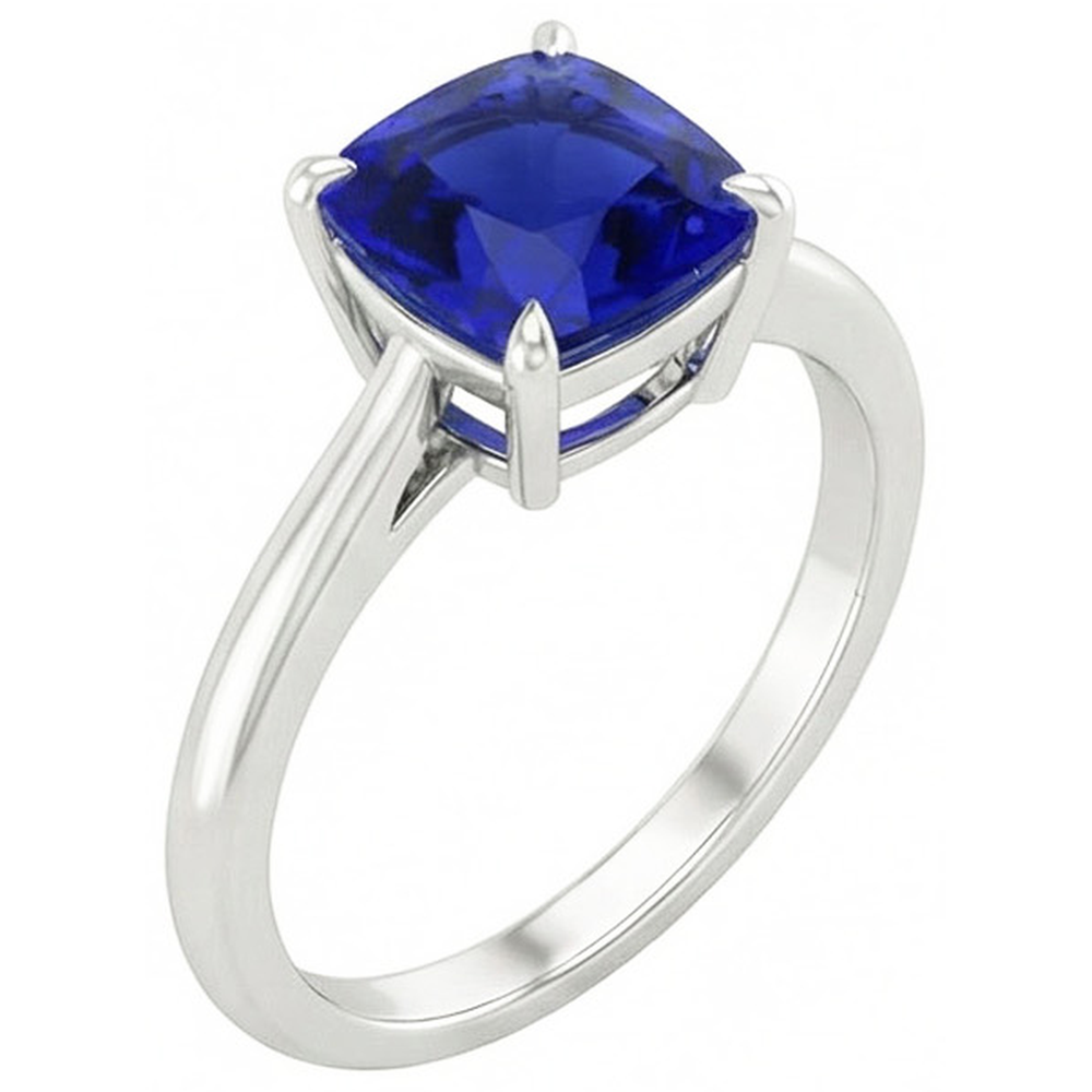 2,25 Karat Solitaire Ring Kissenschliff Sri Lanka Saphir Zinken Set