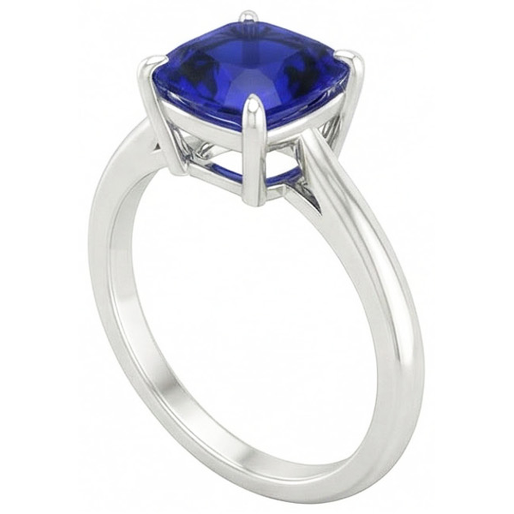 2,25 Karat Solitaire Ring Kissenschliff Sri Lanka Saphir Zinken Set