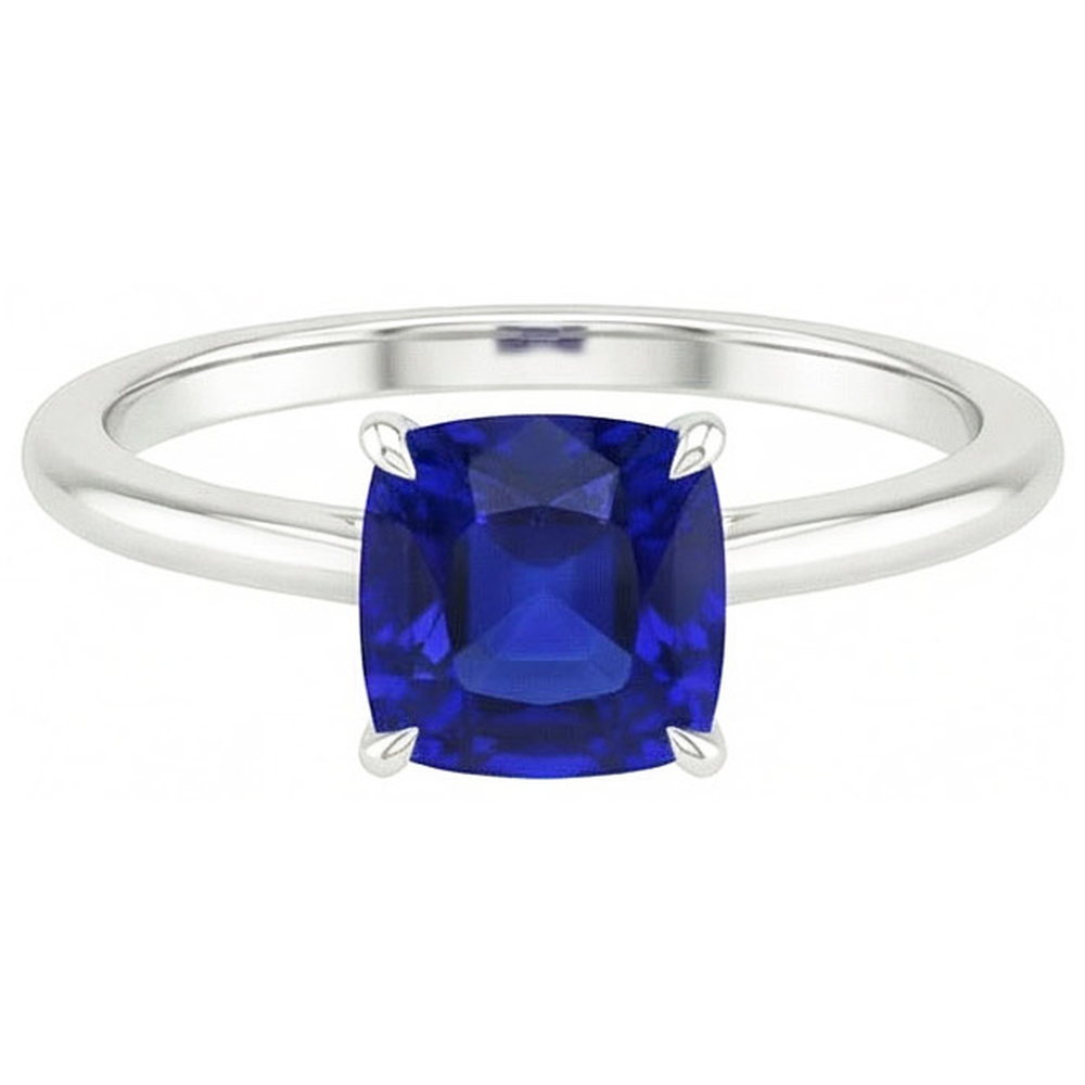 2,25 Karat Solitaire Ring Kissenschliff Sri Lanka Saphir Zinken Set