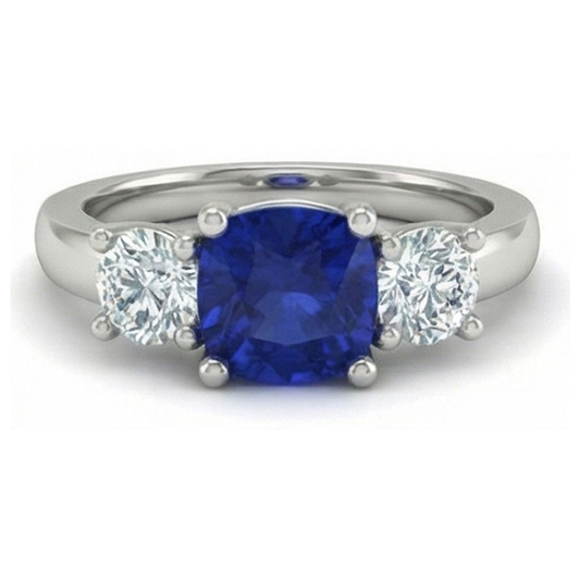 echter round saphir 1.25Karat ring Seitenansicht