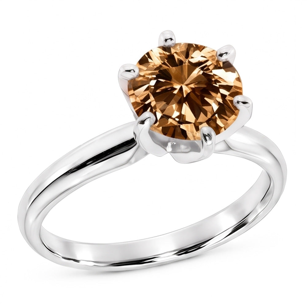 2,25 ct. Solitär Champagner Aus der Erde Abgebauter Natürlicher Diamant Schmuck Edelstein Ring