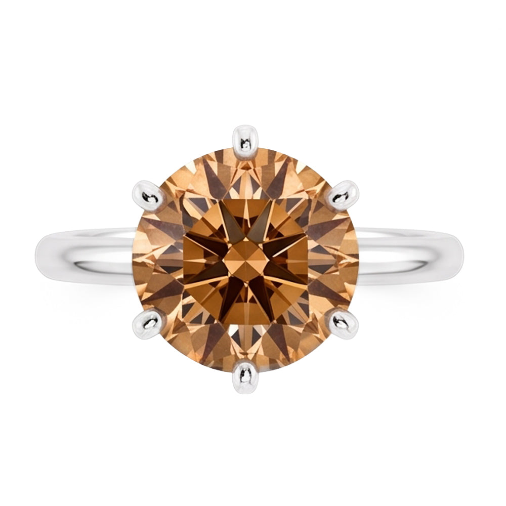 2,25 ct. Solitär Champagner Aus der Erde Abgebauter Natürlicher Diamant Schmuck Edelstein Ring