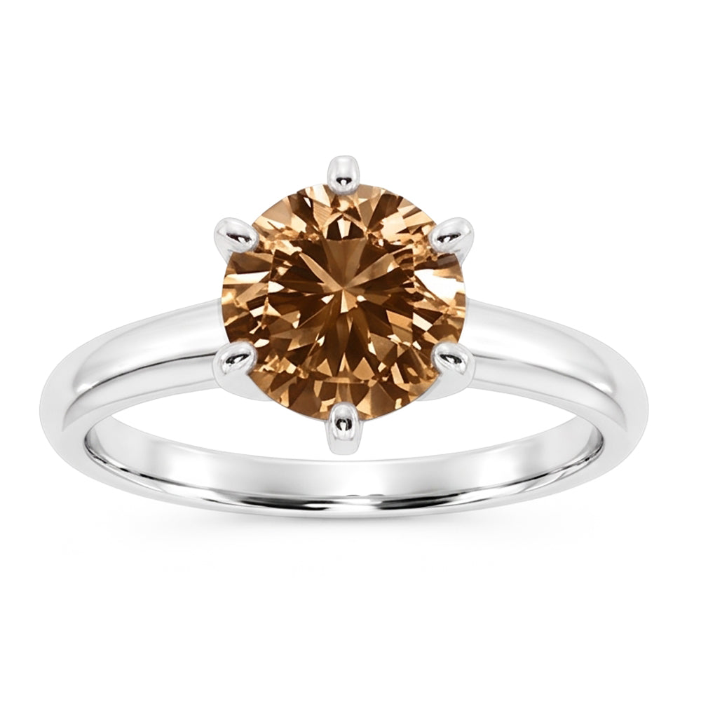 2,25 ct. Solitär Champagner Aus der Erde Abgebauter Natürlicher Diamant Schmuck Edelstein Ring