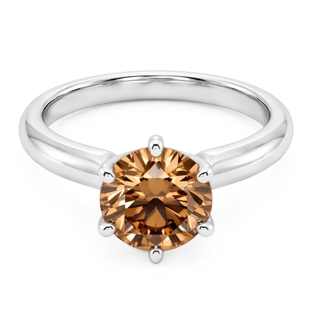 2,25 ct. Solitär Champagner Aus der Erde Abgebauter Natürlicher Diamant Schmuck Edelstein Ring