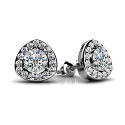 2.3 Ct Brilliant Cut Runden Cut Echt Diamants Lady Studs Earrings Gold Halo