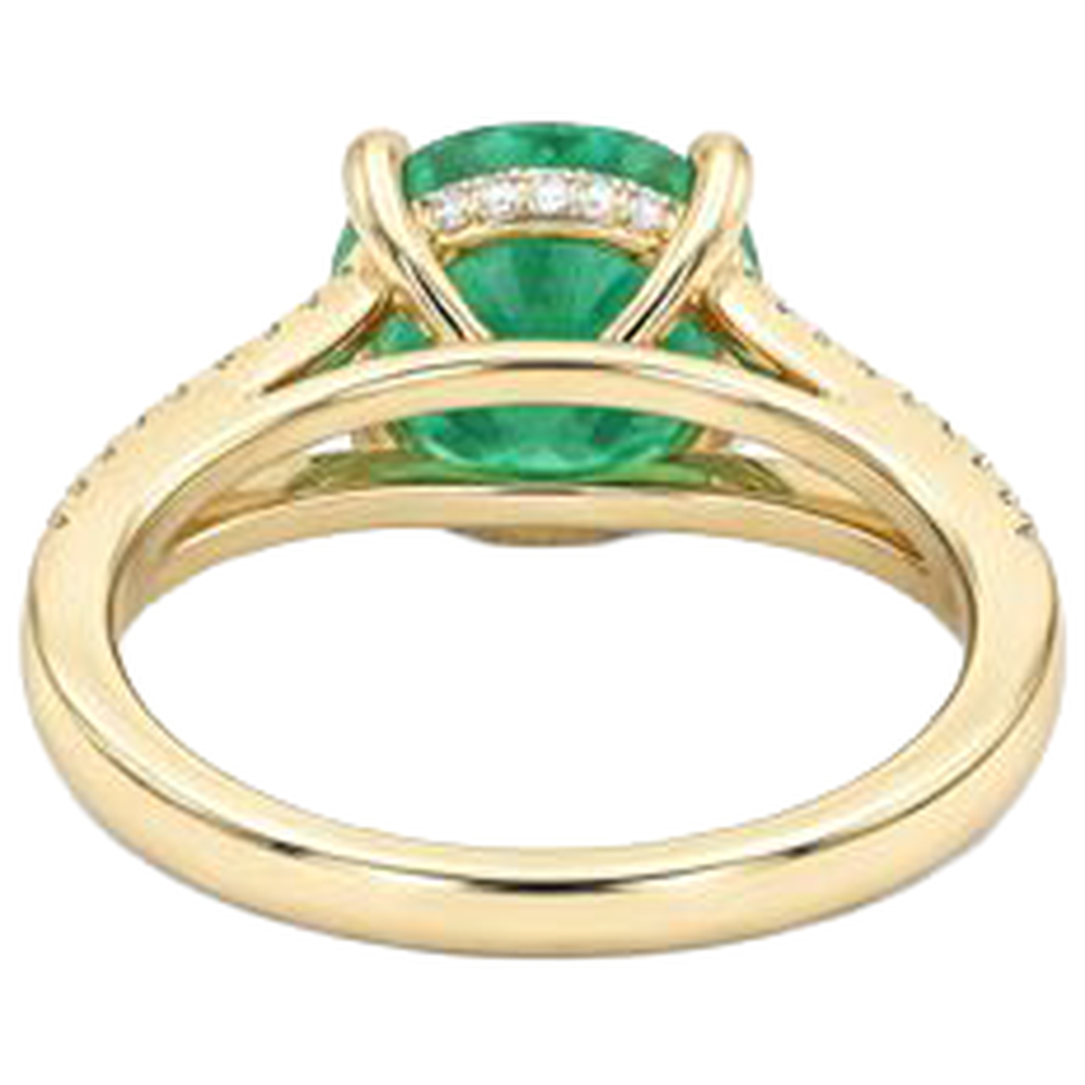 2,30 Karat Krappen Grün Smaragd Mit Aus der Erde Abgebauter Natürlicher Diamanten Ring Edelstein Gelbgold 14K