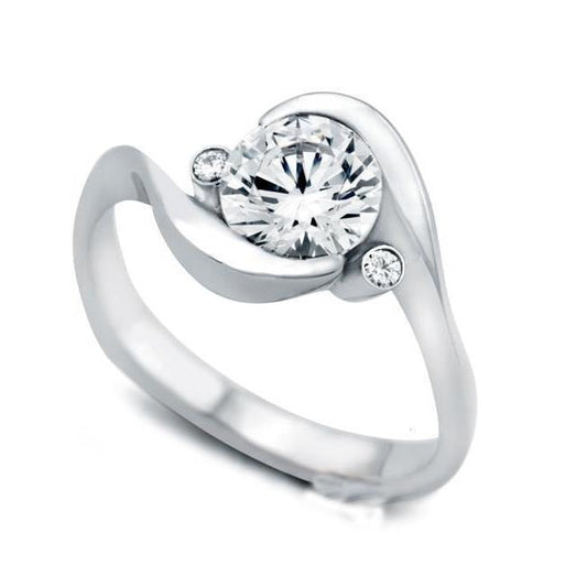 2.40 Karat 3 Steine Stil Echt Aus der Erde Abgebauter Natürlicher Diamant Verlobungsring Weißgold 14K