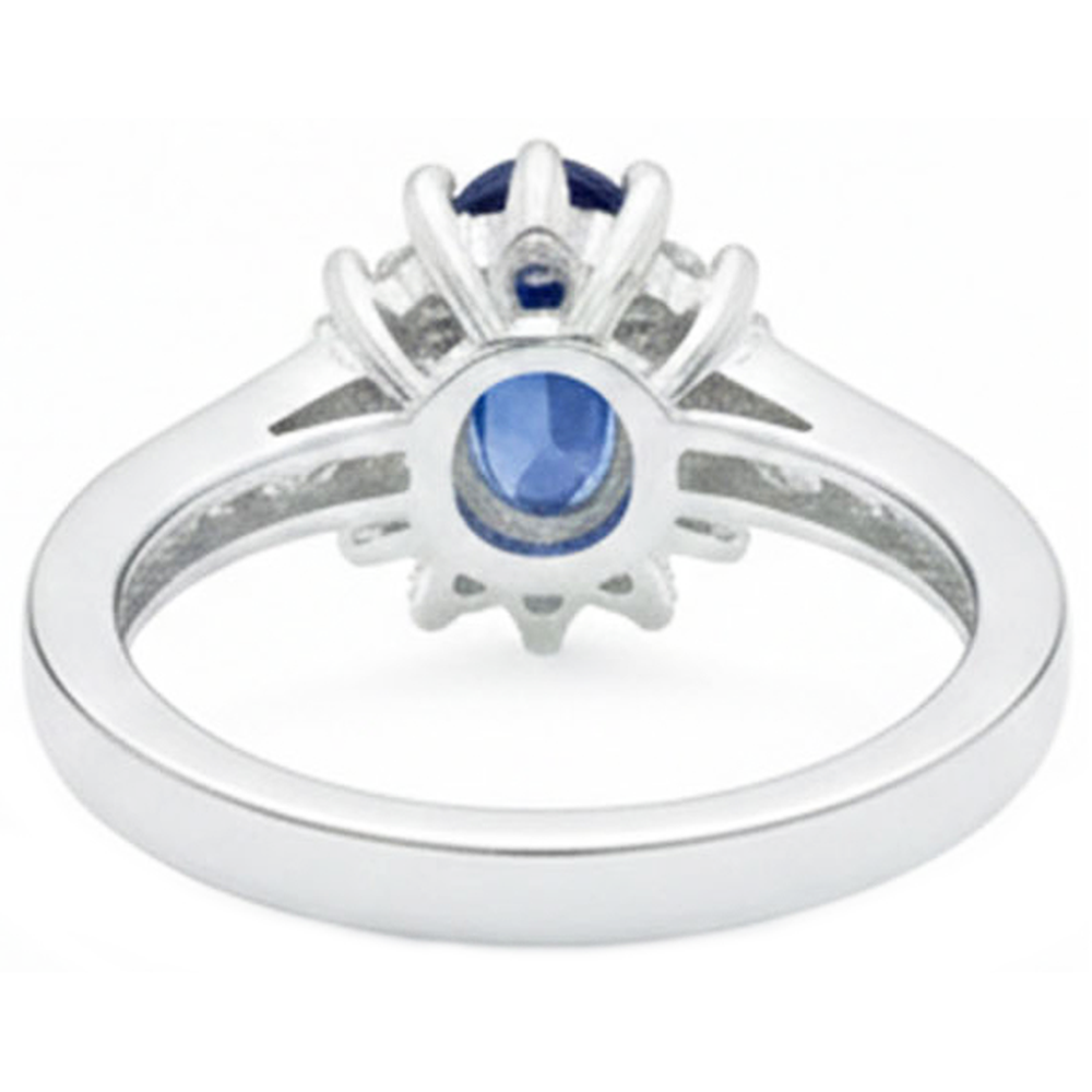 2,40 ct Ceylon Saphir und Aus der Erde Abgebauter Natürlicher Diamanten Ring Weißgold 14K