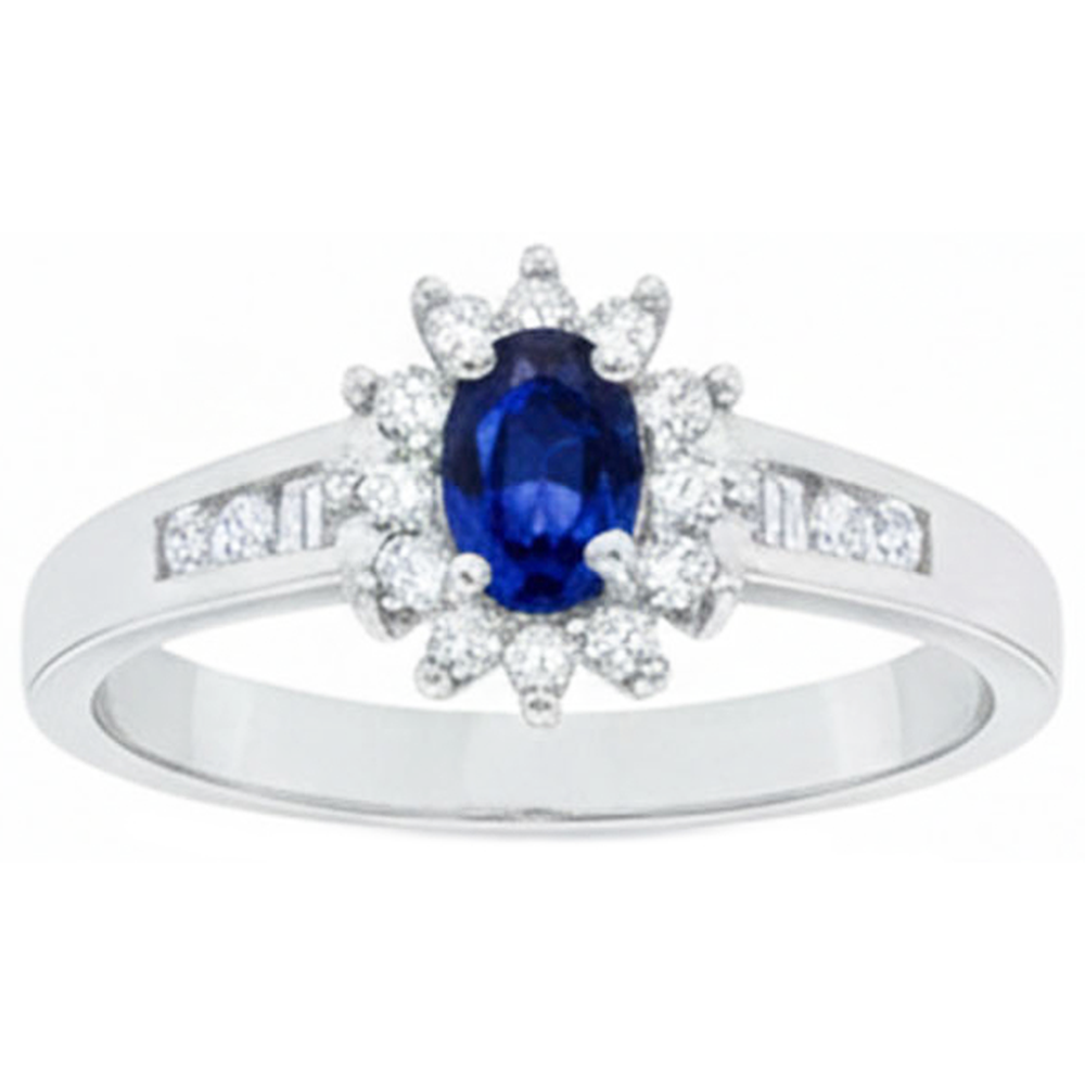 2,40 ct Ceylon Saphir und Aus der Erde Abgebauter Natürlicher Diamanten Ring Weißgold 14K