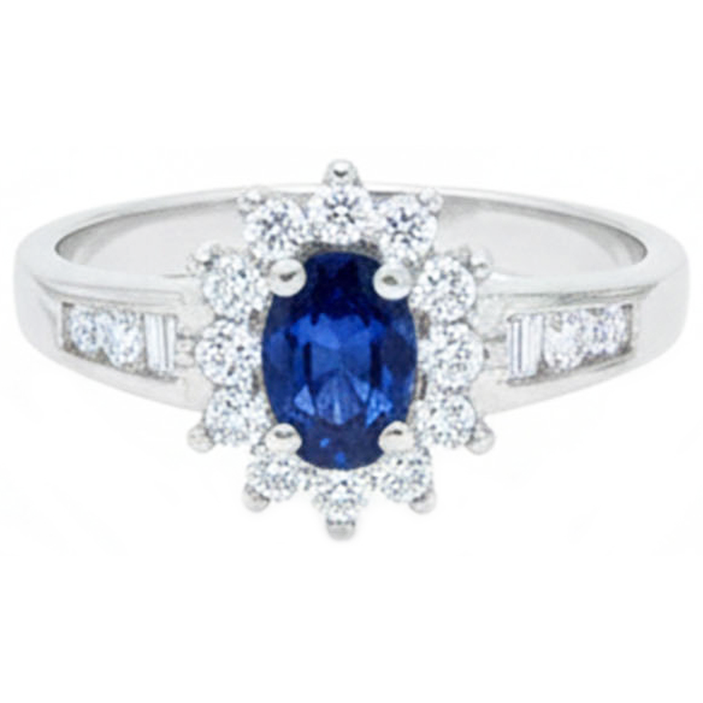 2,40 ct Ceylon Saphir und Aus der Erde Abgebauter Natürlicher Diamanten Ring Weißgold 14K
