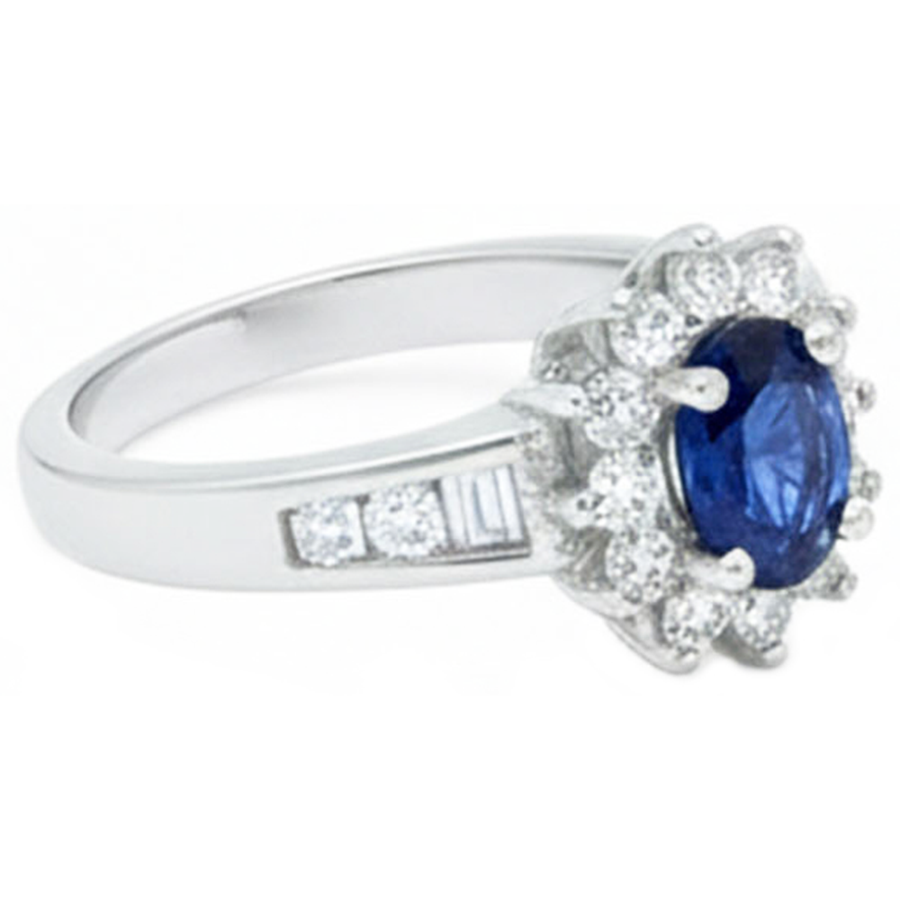 2,40 ct Ceylon Saphir und Aus der Erde Abgebauter Natürlicher Diamanten Ring Weißgold 14K