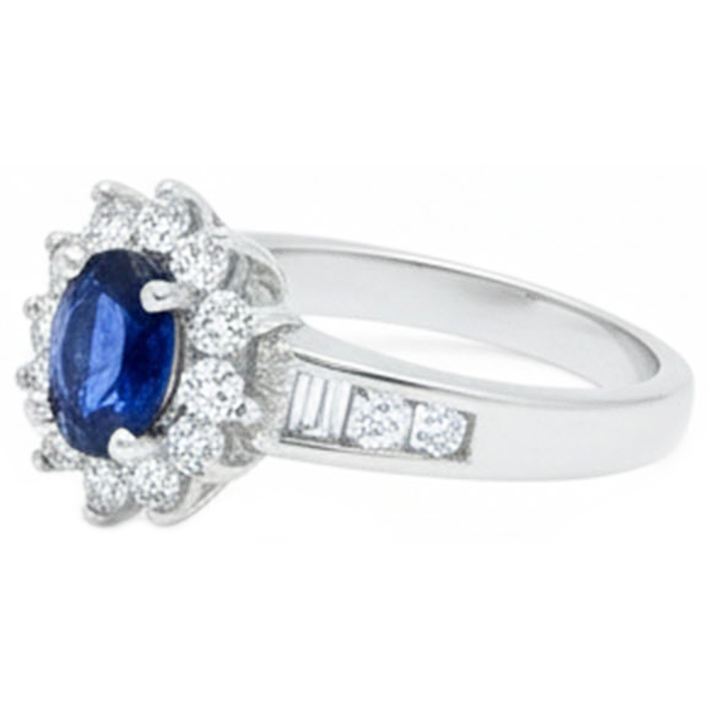 2,40 ct Ceylon Saphir und Aus der Erde Abgebauter Natürlicher Diamanten Ring Weißgold 14K