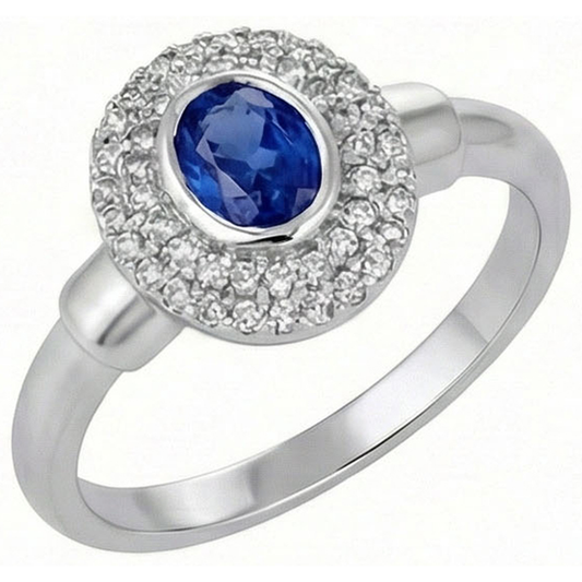 2,40 ct Ovalschliff Sri Lanka Saphir-Aus der Erde Abgebauter Natürlicher Diamanten-Verlobungsring