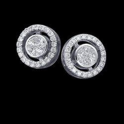 2.42 Carats Runden Halo Echt Diamant Studs Earring Pair White Gold