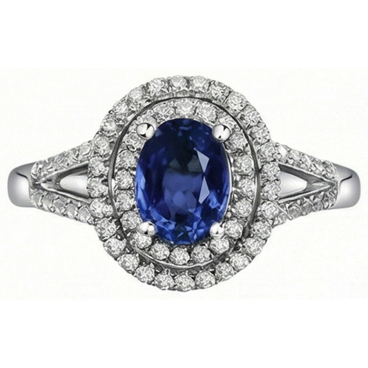 echter oval saphir 2.00Karat ring Seitenansicht
