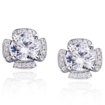 2.5 Ct. Gorgeous Runden Cut Echt Diamant Ladies Earring White Gold Studs Halo