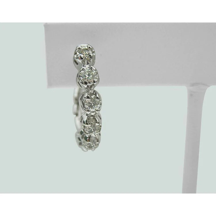 2.5 Karat runder Echt Diamant-Damen-Hoop-Ohrring aus massivem 14K