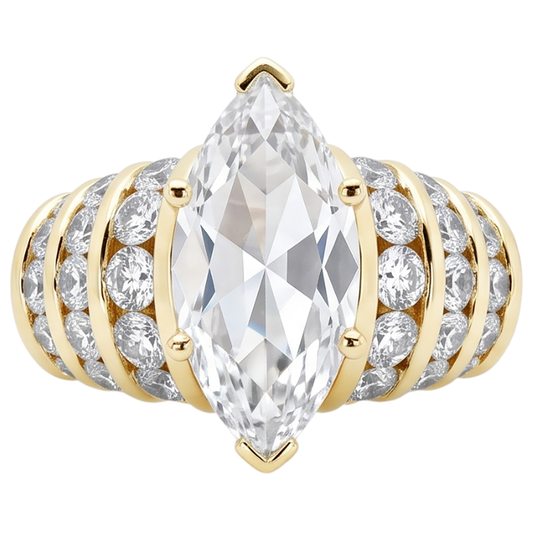 2,5 ct. Echt Aus der Erde Abgebauter Natürlicher Diamanten Verlobungsring Marquise Aus der Erde Abgebauter Natürlicher Diamanten Gelbgold
