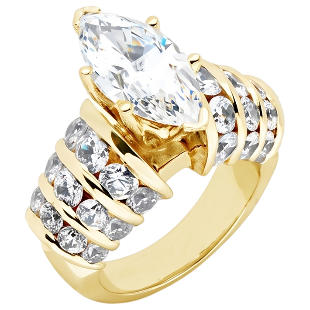 2,5 ct. Echt Aus der Erde Abgebauter Natürlicher Diamanten Verlobungsring Marquise Aus der Erde Abgebauter Natürlicher Diamanten Gelbgold
