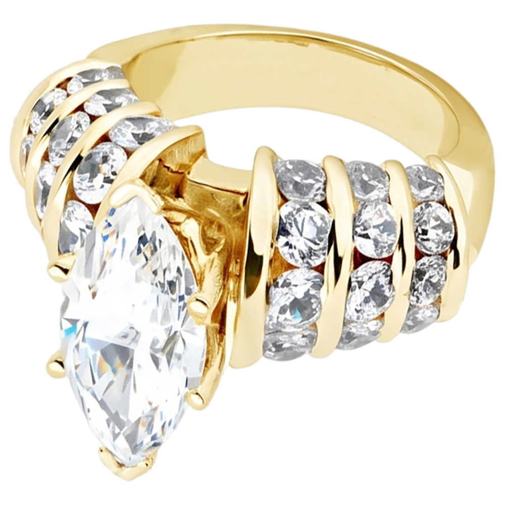 2,5 ct. Echt Aus der Erde Abgebauter Natürlicher Diamanten Verlobungsring Marquise Aus der Erde Abgebauter Natürlicher Diamanten Gelbgold