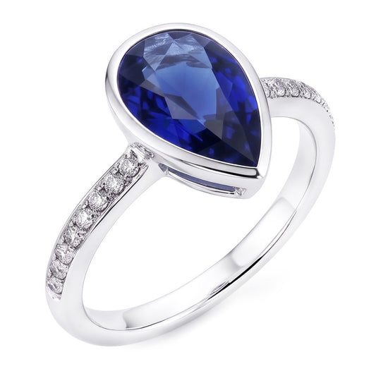 2,50 Karat Kornblumenblauer Saphir Schmuckstein-Ring in 14 Karat